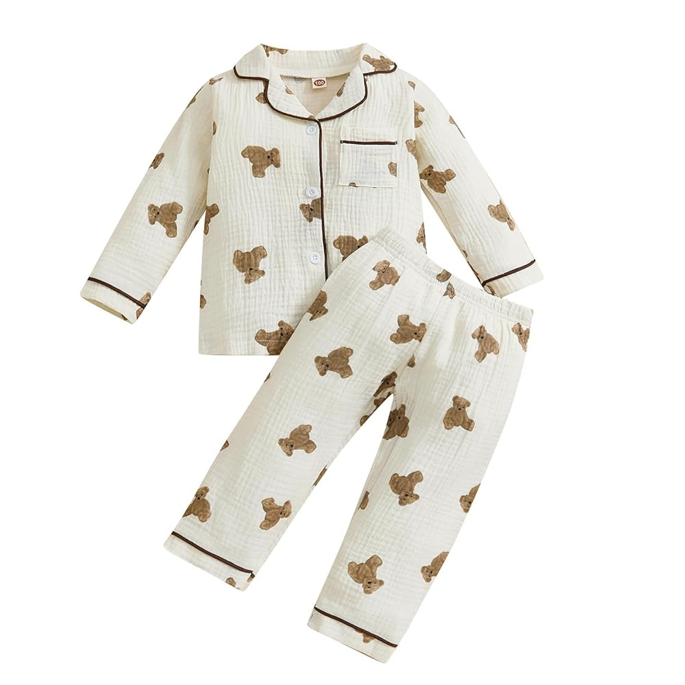 fyclemt Toddler Baby Girl Boy Halloween Pajamas Pumpkin Cotton Linen Long Sleeve Button Down Shir... | Amazon (US)