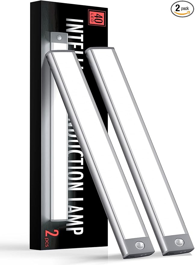 YIGER 2 Packs Under Cabinet Lights, 1500mAh Rechargeable 40 LED White Lighting, Wireless Motion S... | Amazon (US)