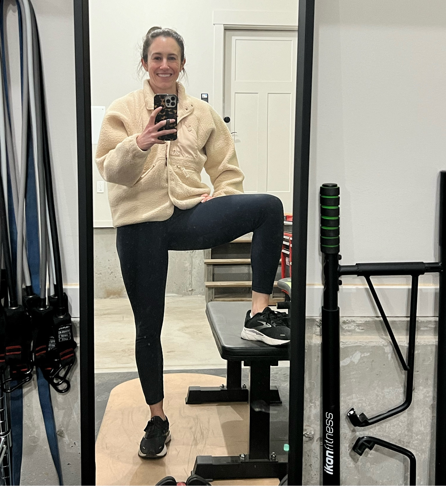 Cozy fleece lined leggings in a medium and super warm fleece jacket with pockets in a medium as well  

#LTKfindsunder50 #LTKfitness