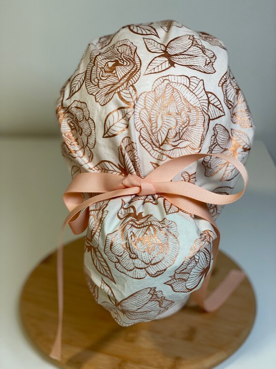 Cream and Copper Floral Scrub Cap Copper Metallic Scrub Hat | Etsy | Etsy (US)