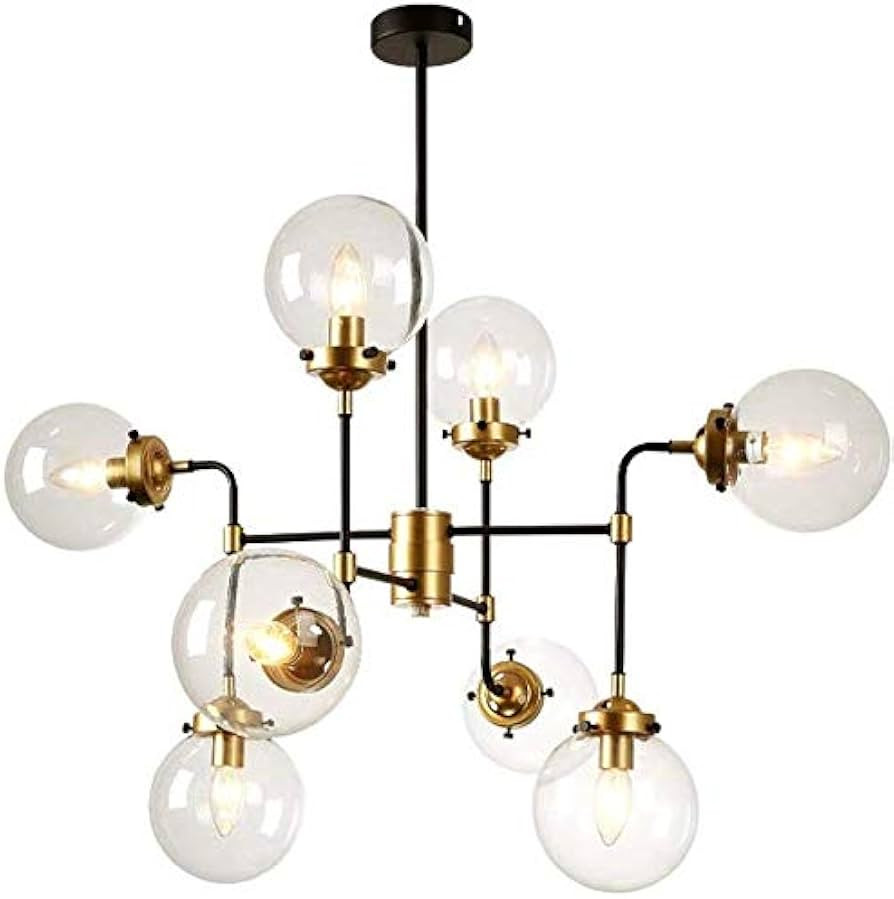 Ceiling Light 8-Lights Iron Glass Sphere Modern Luxury Pendant Light Chandelier Lighting Fixture ... | Amazon (US)