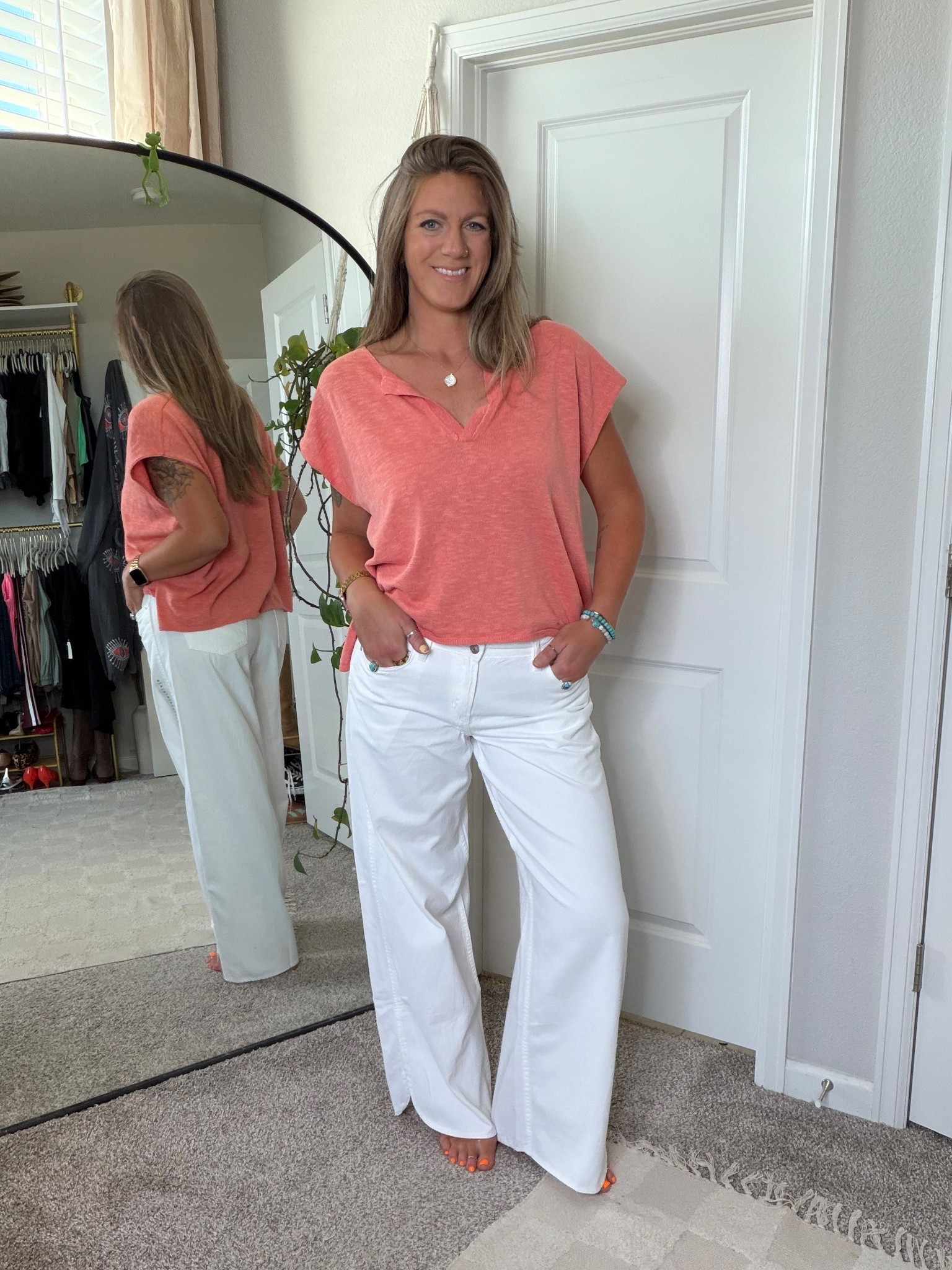 Large top, medium long jeans (need large long) 

#LTKOver40 #LTKTall