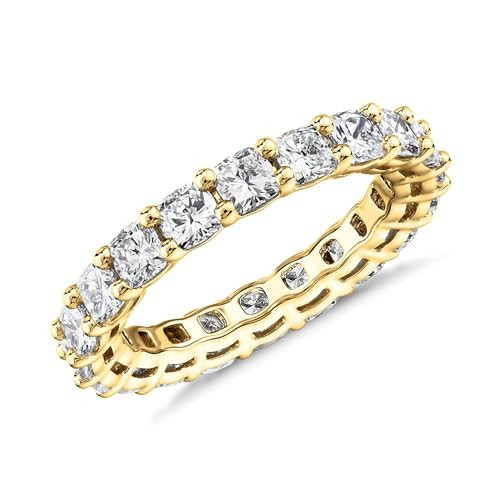 PAVOI 14K Yellow Gold Plated Cubic Zirconia Love Band - 3mm Stackable Rings for Women - Stacking Jewelry Gold Eternity Rings for Women, Size 7 | Amazon (US)