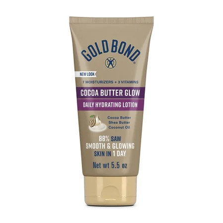 Gold Bond Cocoa Butter Glow Daily Hydrating Lotion with Shea Butter, Cocoa Butter and Coconut Oil, Exfoliating Moisturizer for Dry Skin, 5.5 oz. | Walmart (US)