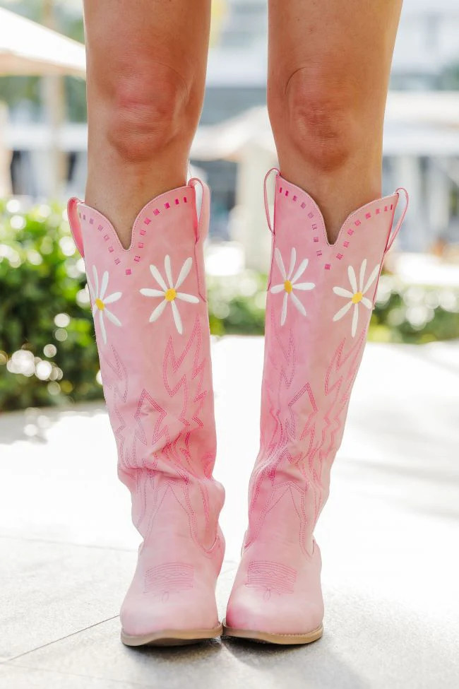 Sand In My Boots Daisy Pink Boots Krista Horton X Pink Lily | Pink Lily