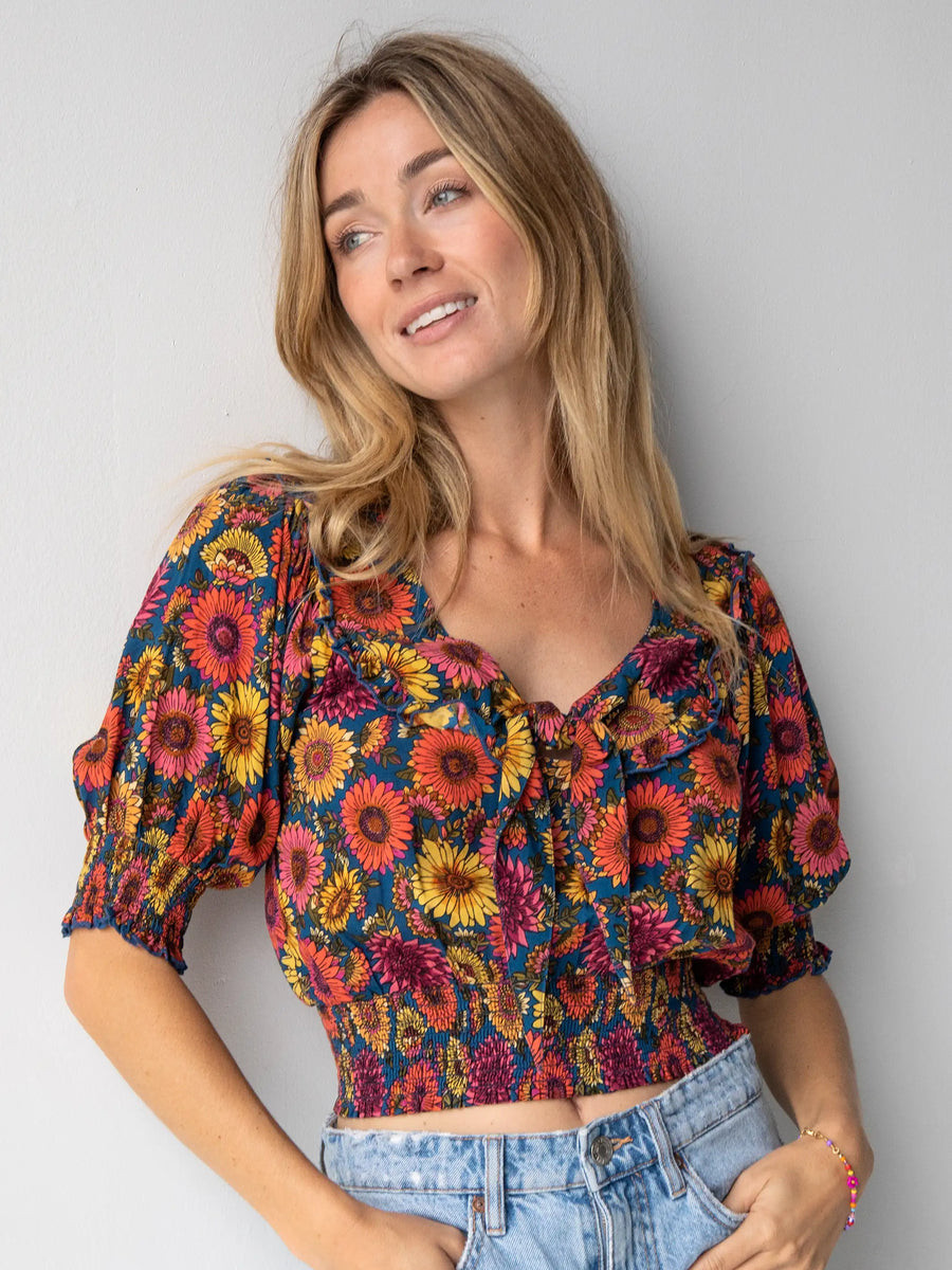 Good Vibes Smocked Top - Sunflower | Natural Life