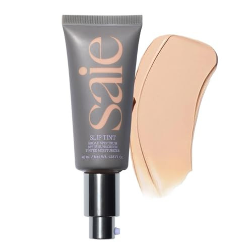 Saie Slip Tint Tinted Moisturizer with SPF 35 - Light Coverage, Glowy Skin Tint & Mineral Sunscreen for Face with Hydrating Hyaluronic Acid - Summer Makeup Essential - Shade Three (1.35 oz) | Amazon (US)