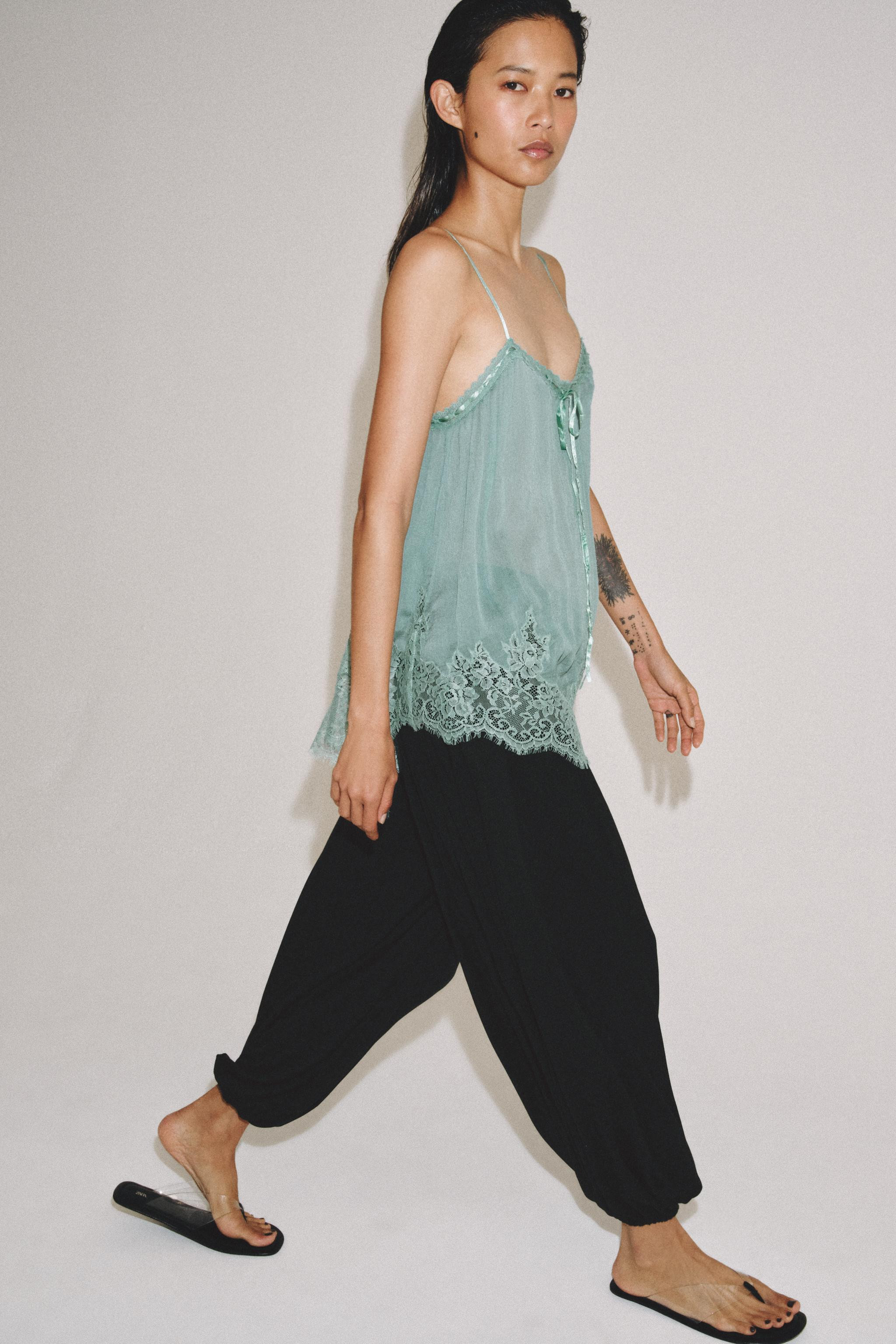 ZW COLLECTION LACE STRAP TOP | Zara UK
