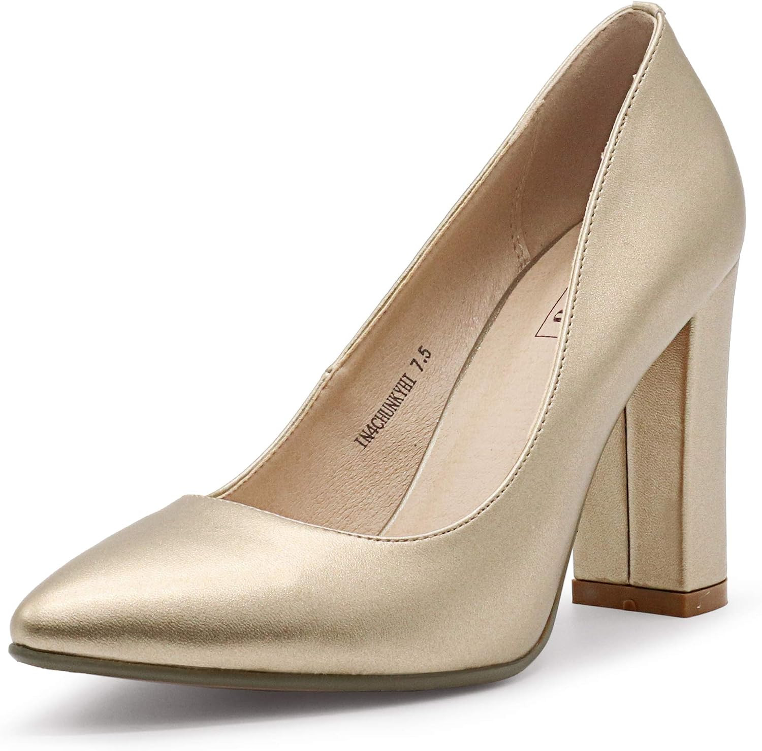 IDIFU Women's IN4 Chunky High Heels Closed Pointed Toe Pumps | Amazon (US)