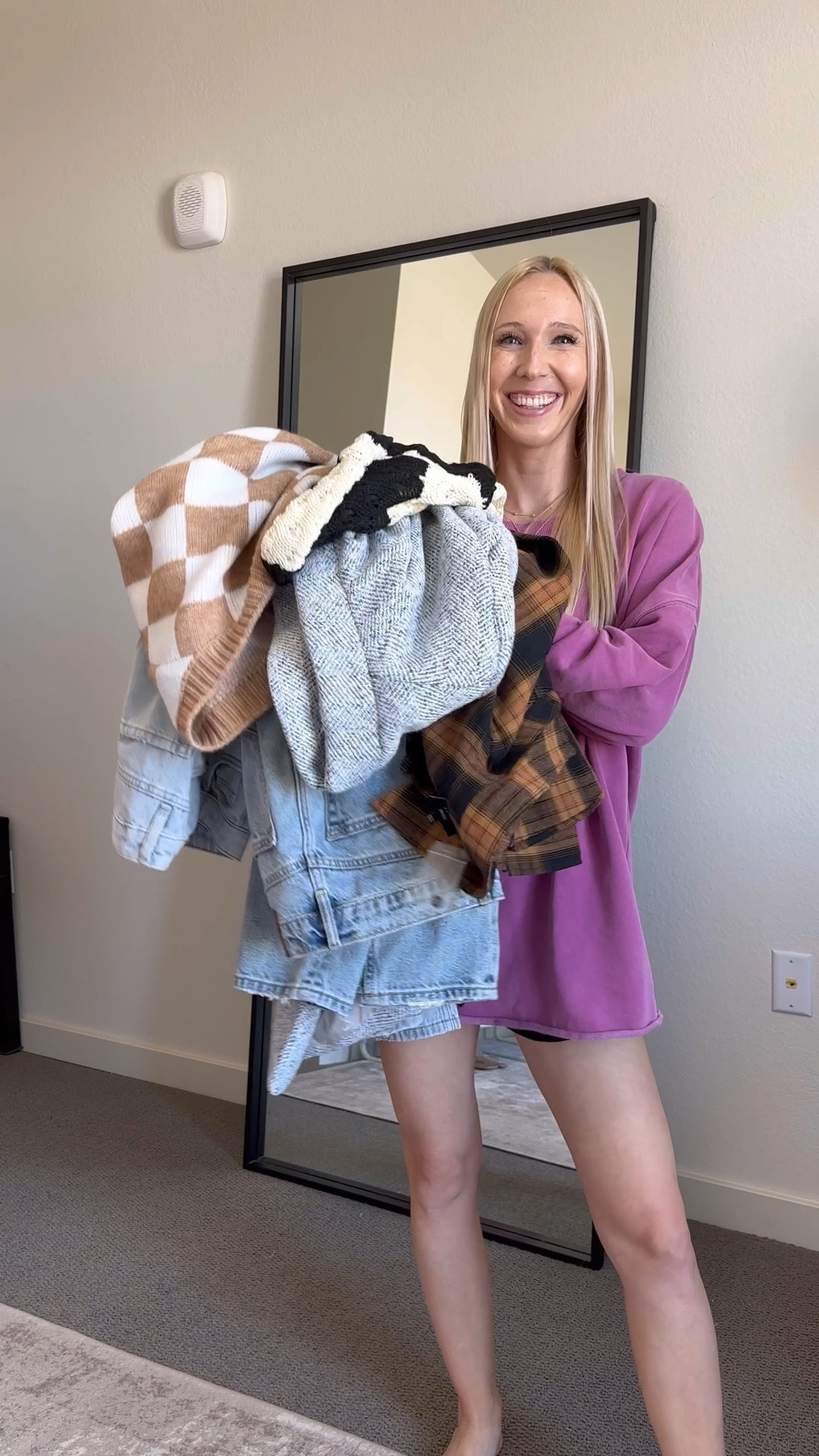 Four cute and simple fall outfits 🍂🤎 Everything fits true to size.

Outfit #1 - obsessed with these distressed wide leg jeans. Im in a size 24 and they fit perfect. They’re a tad long, so I have on white platform sneakers 😍 The white cropped tank is from the Express body contour line and I layered this checkered button up cardigan over it.

Outfit 2 - the perfect outfit for the pumpkin patch 🎃 this orange plaid button up shirt is perfect for fall! I’m wearing a size 24 in these distressed ankle straight jeans. And this Abercrombie bodysuit is my FAVE!

Outfit 3 - wearing the same light wash ankle straight jeans as before, but I paired them with this black and white sweater! Size XS.

Outfit 4 - IN LOVE with this 

#LTKSeasonal #LTKVideo #LTKsalealert