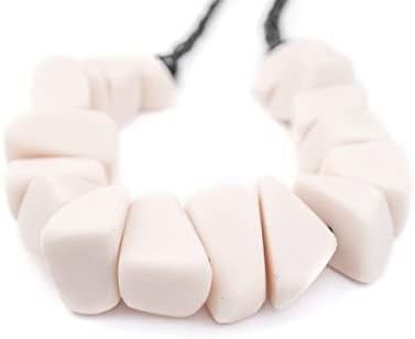 TheBeadChest Moroccan Ivory Resin Chunk Beads 24mm Morocco African White Unusual 18 Inch Strand Hand | Amazon (US)