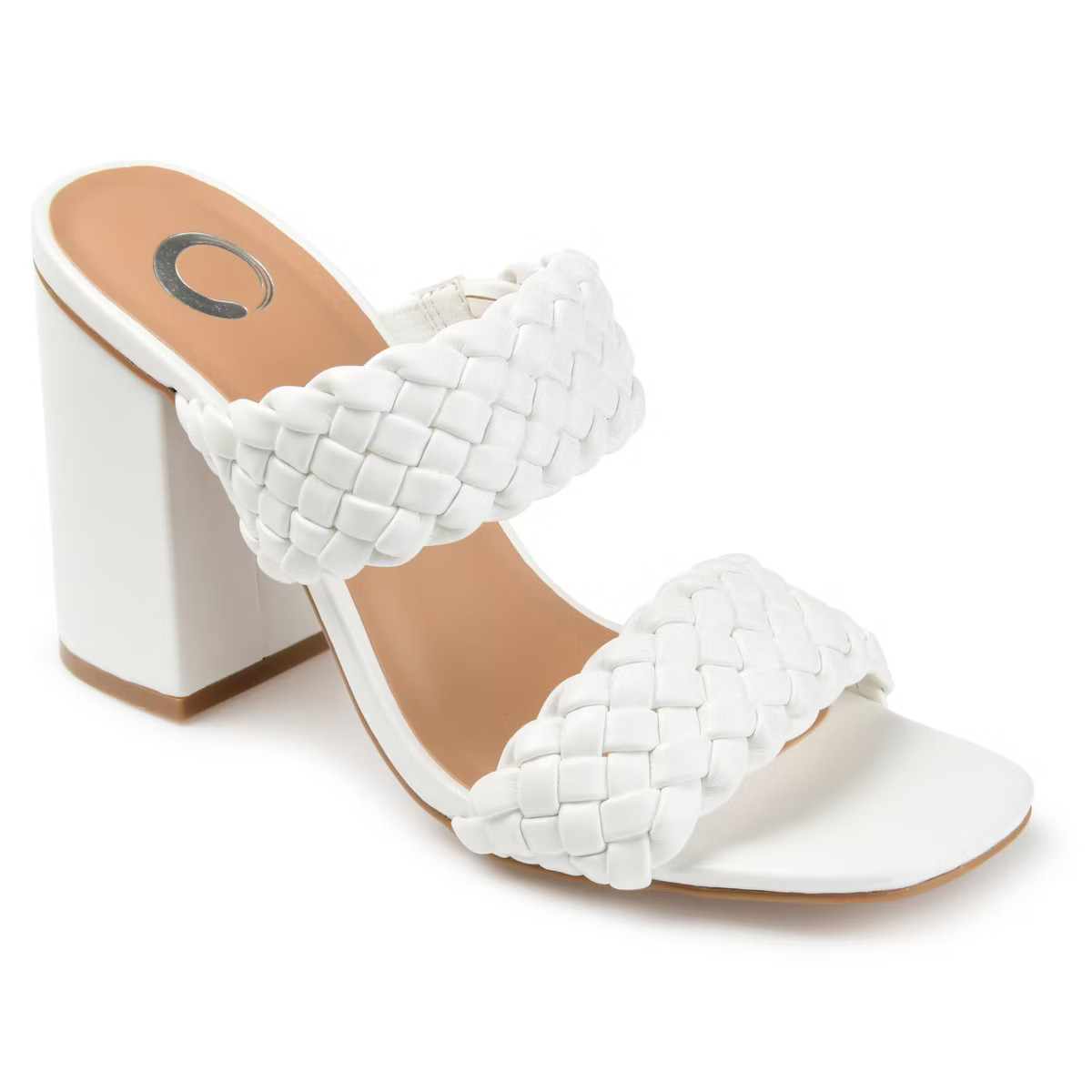 Journee Collection Womens Melissa Open Toe High Block Heel Pumps White 9 | Target