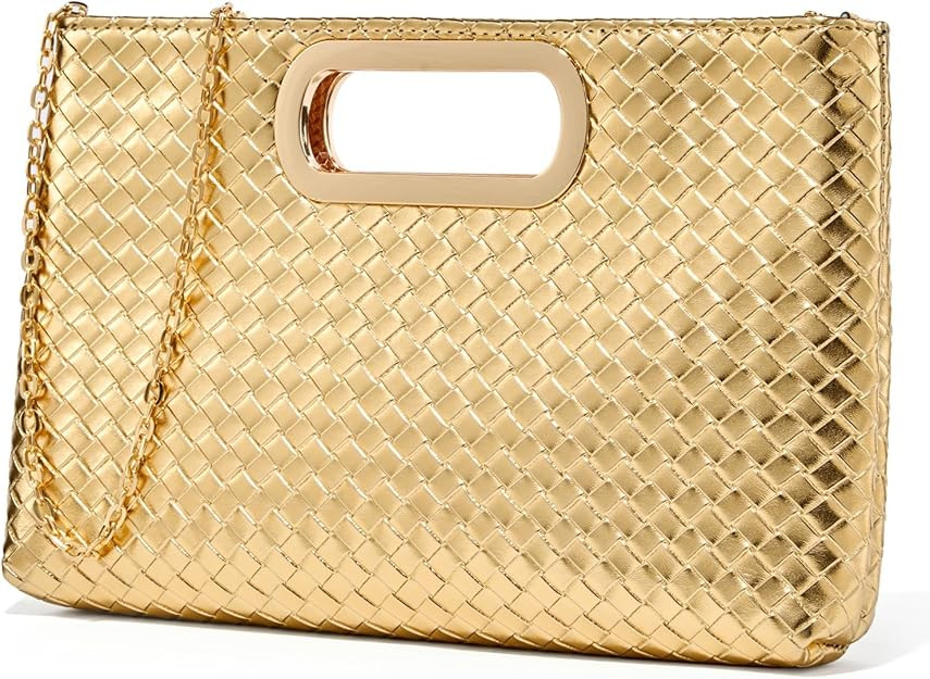 Gurina Woven Texture PU Clutch Purse for Women - Sleek Evening Bag, Perfect for Formal Events, We... | Amazon (US)