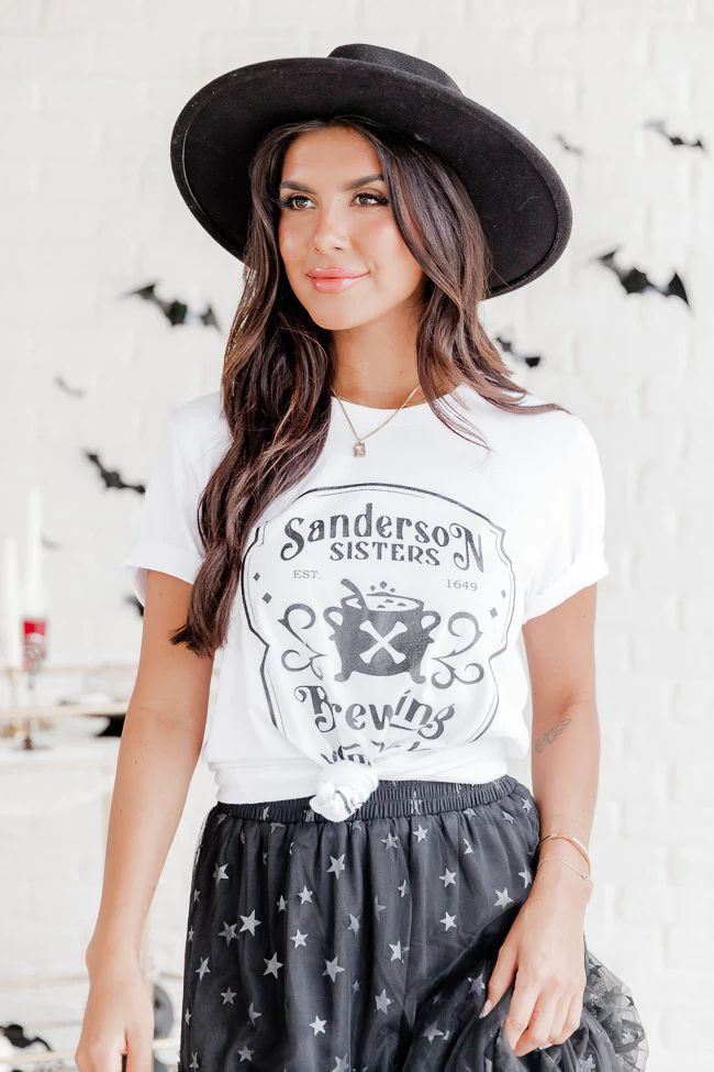 Sanderson Brewing Co. White Graphic Tee | Pink Lily
