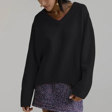 Banghong Turtle Necks for Womens Long Sleeve Black Sweaters for Women Pullover Knit Winter Solid Col | Walmart (US)