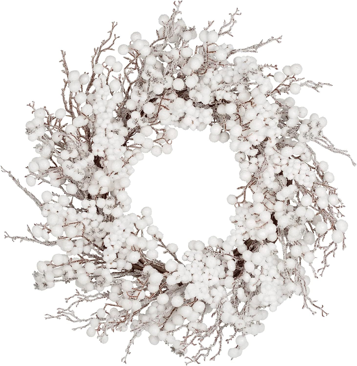 22 inches Artificial Christmas Wreath Winter Wreath for Front Door White Berry Wreath with Artifi... | Amazon (US)