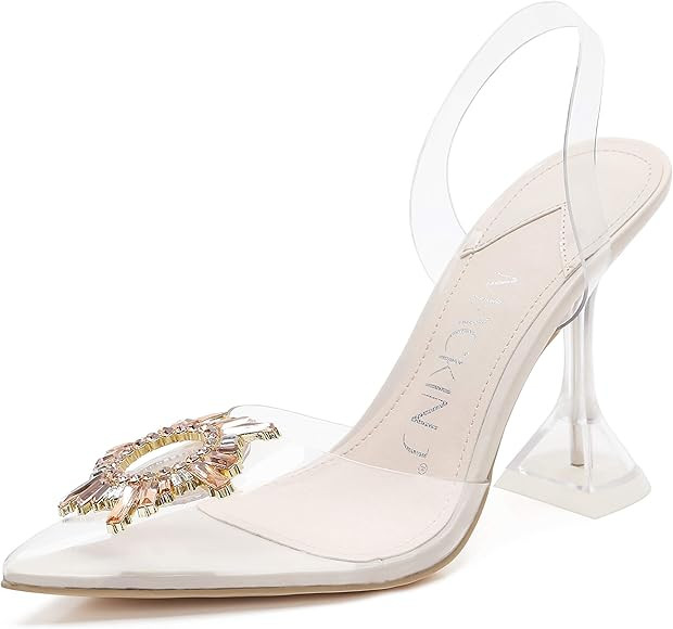 MACKIN J 651-1 Women's Clear Sandals Slip On Heels Slingback Pumps | Amazon (US)