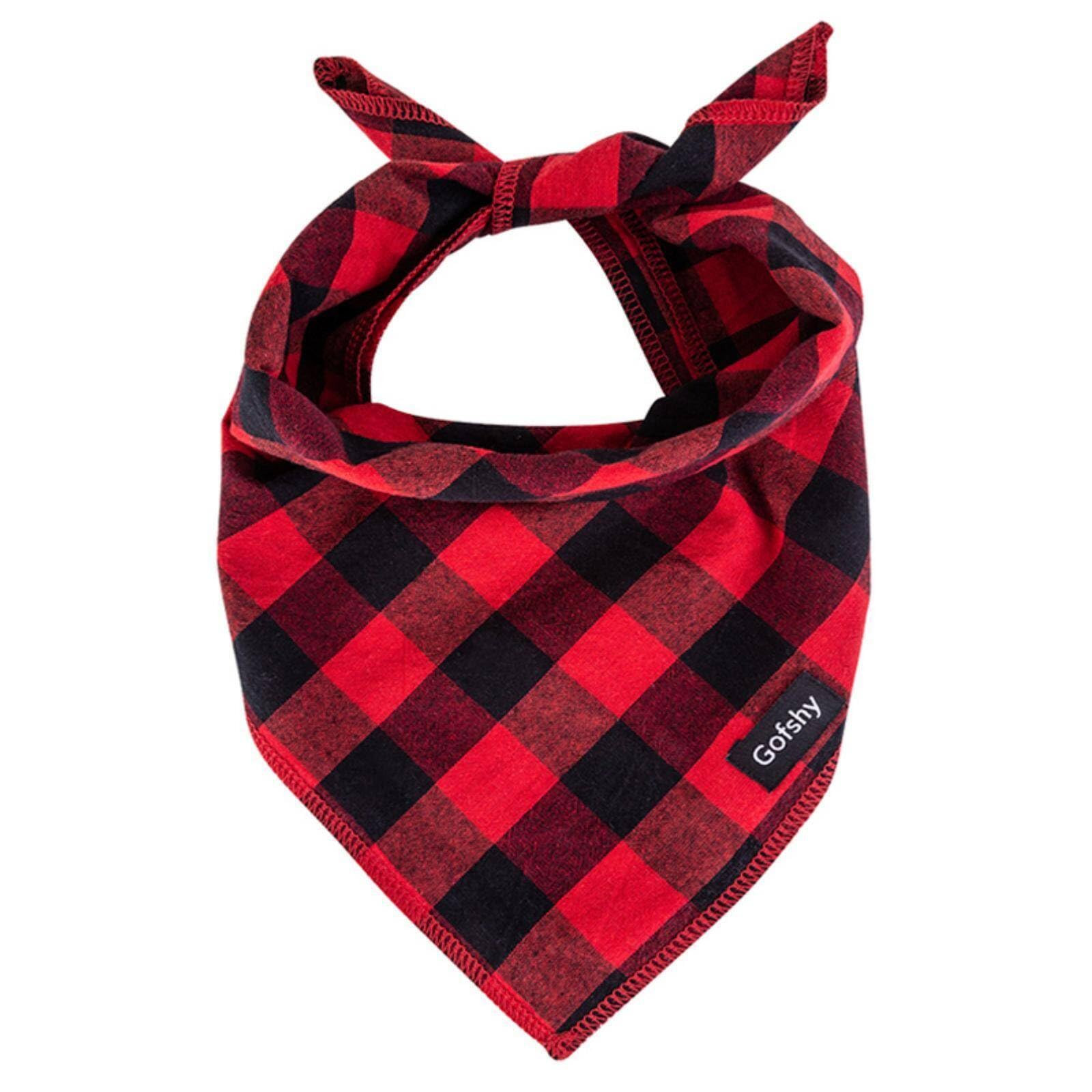 Christmas Dog Bandana Large- Red Black Dog Scarf Buffalo Plaid Printing Adjustable Bib Handkerchi... | Amazon (US)