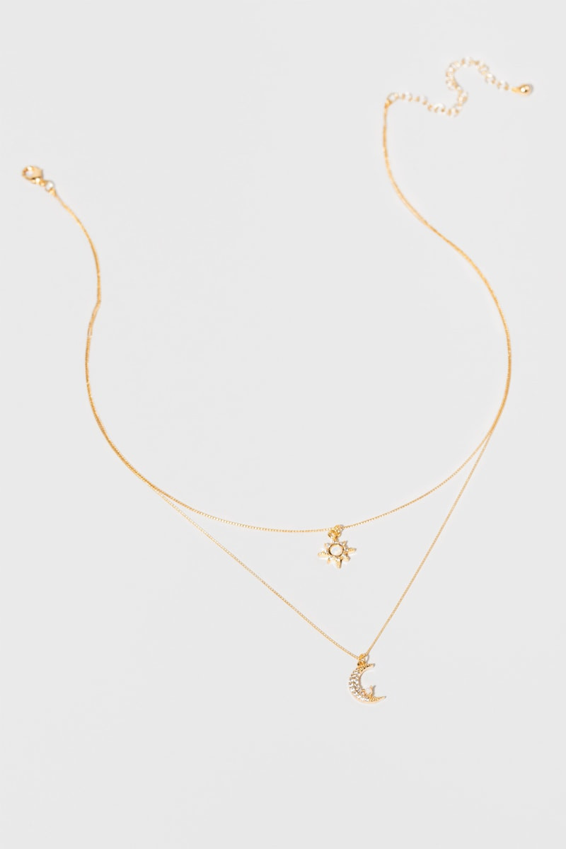 Luxe Gold Plated Opal Sun Moon Layered Necklace | Francesca's