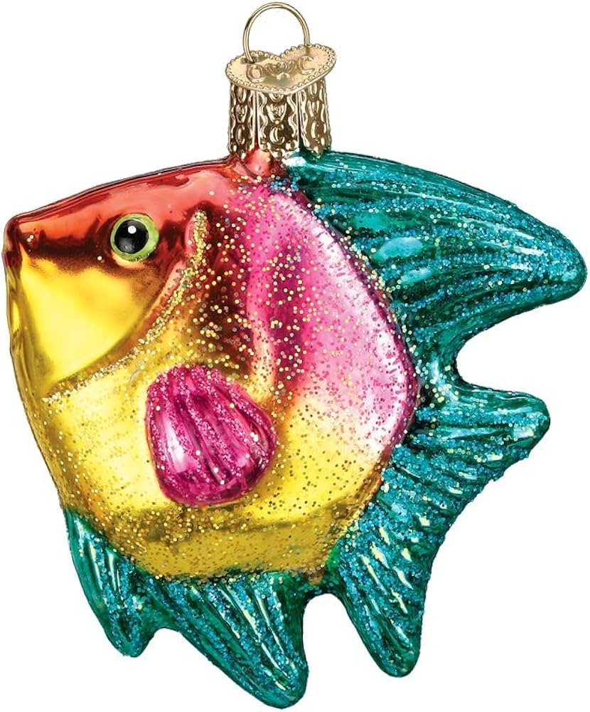 Old World Christmas Pink and Yellow Tropical Angelfish Glass Blown Ornament for Christmas Tree, H... | Amazon (US)