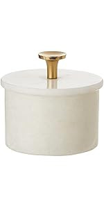 Queenza White Marble Salt Cellar with Lid and Brass Knob, 3 Inch Salt Box | Amazon (US)
