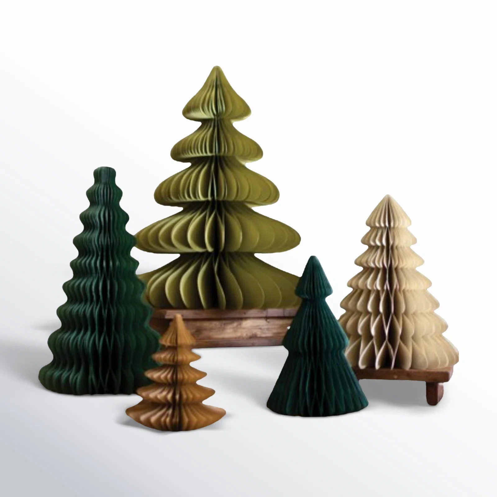 SET OF FIVE PAPER ACCORDIAN CHRISTMAS TREES - ONE EACH | Birch Lane