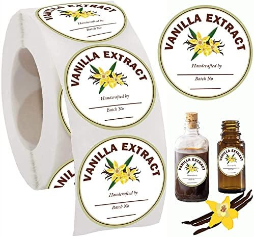 SMARSTICKER 2 inch Vanilla Extract Labels Round Circle Gloss White Labels Homemade Vanilla Sticke... | Amazon (US)