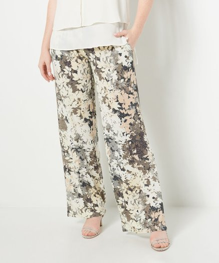 Women with Control Smoke & Beige Foliage Tall Wide-Leg Pants - Women, Women's Tall & Plus | Zulily