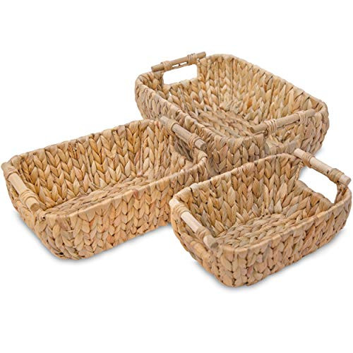 Water Hyacinth Wicker Storage Baskets for Organizing, Wicker Baskets for Storage, Stackable Decorati | Amazon (US)