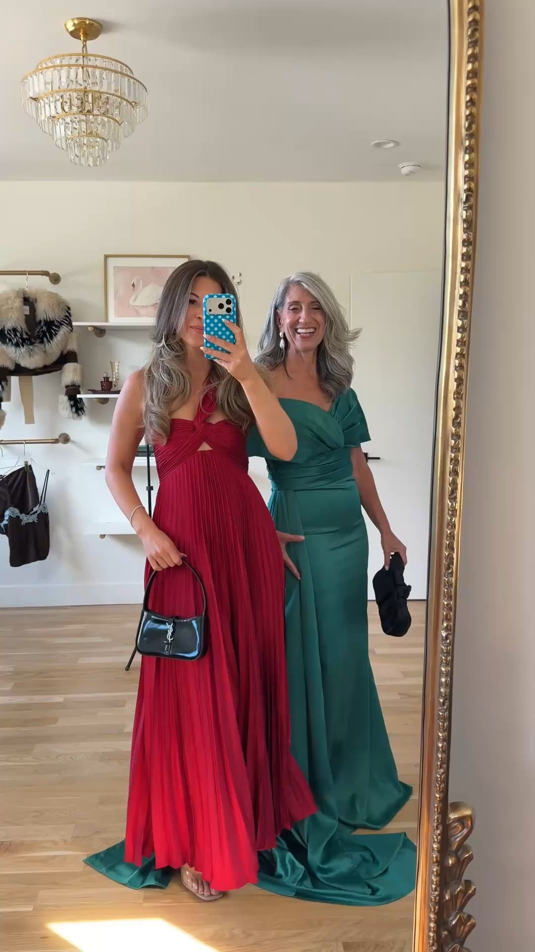 red pleated maxi with a twisted halter neckline and center cutout,  green satin off-the-shoulder gown with ruched bodice and side train mom and me wedding guest and mother of the bride dresses 💍

astr: emerson20
lulus: emerson20 (first purchase) 

I’m 5’4” and wear a size small/2 

mom is 5’4” and wears a medium/6

fall wedding guest dresses, wedding guest dresses, cocktail dresses, semi-formal dresses, black tie wedding guest dresses, destination wedding guest dresses, garden party dresses, wedding guest outfit ideas, mom & me outfits, mom & me dresses, matching outfits, mother daughter outfits, family photo outfits, wedding guest dresses, mother of the bride, mother of the groom, wedding guest outfit ideas

#LTKSeasonal #LTKWedding #LTKgrwm