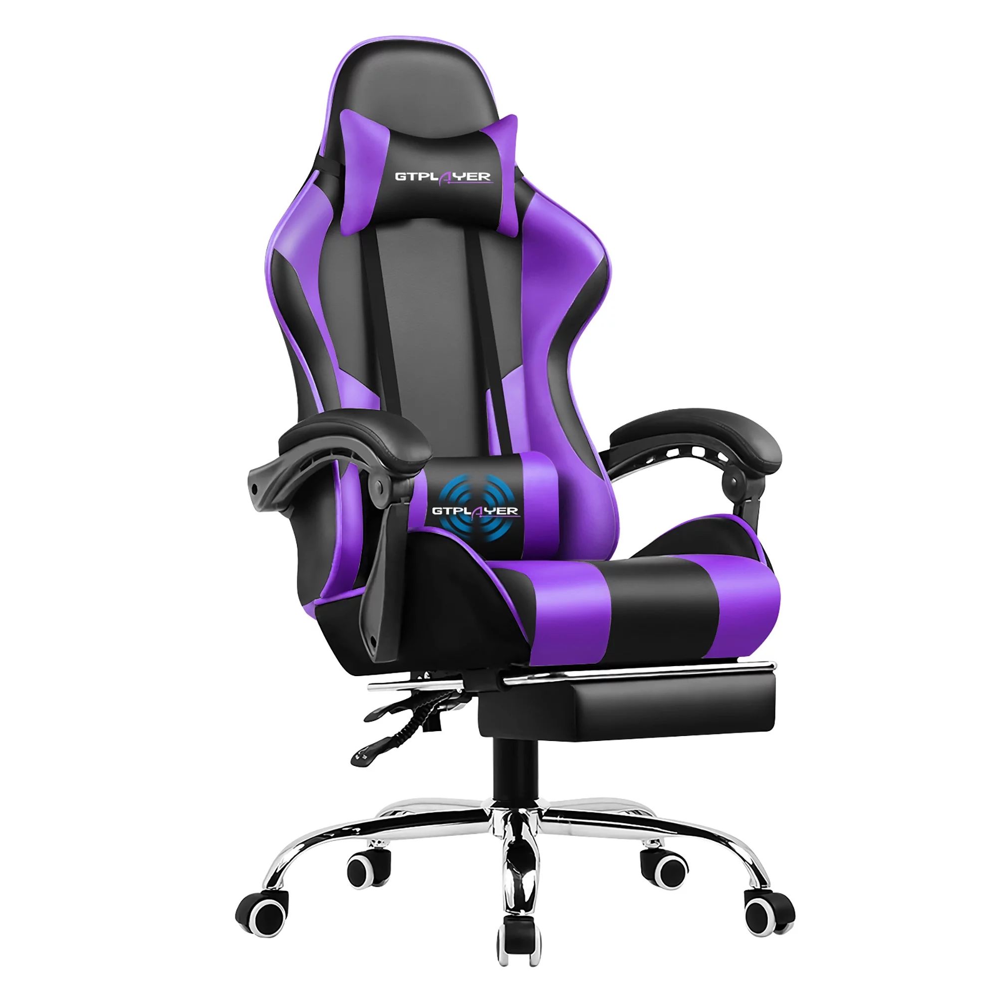 GTRACING Gaming Chair with Footrest and Ergonomic Lumbar Massage Pillow Faux Leather Office Chair... | Walmart (US)