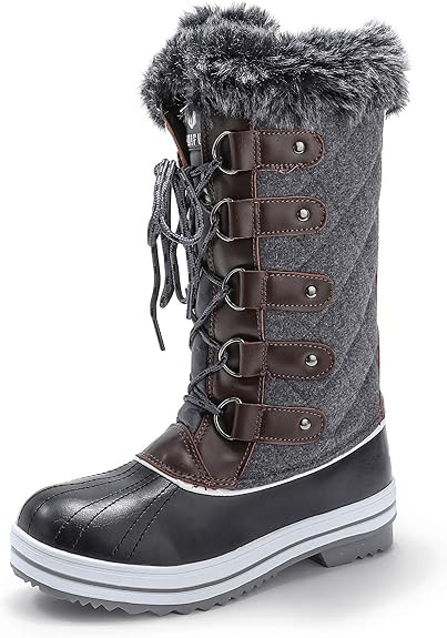 IDIFU Women's Warm Winter Snow Boots Waterproof Anti-Slip Mid-Calf Faux Fur Outdoor Shoes | Amazon (US)