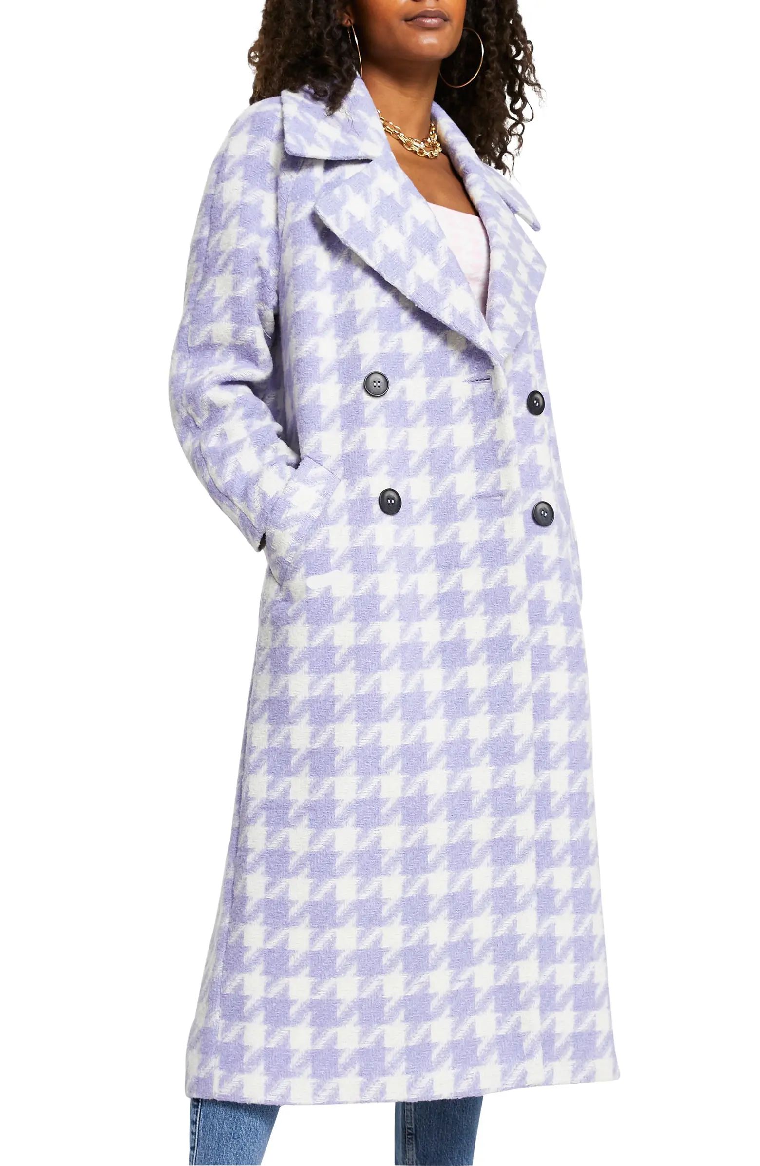 Houndstooth Check Long Coat | Nordstrom