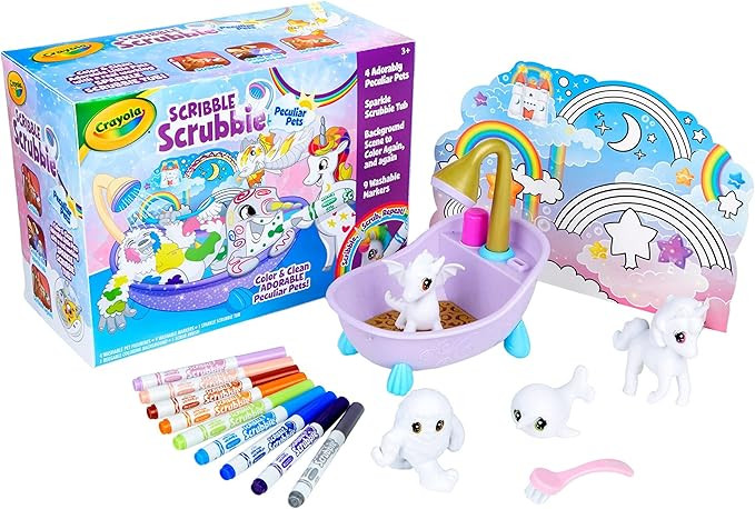 Crayola Scribble Scrubbie Peculiar Pets, Pet Care Toy, Includes Working Tub & Washable Markers, f... | Amazon (US)