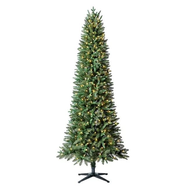 7.5 ft Pre-Lit Sanford Pencil Fir Artificial Christmas Tree, Clear LED Lights, by Holiday Time | Walmart (US)