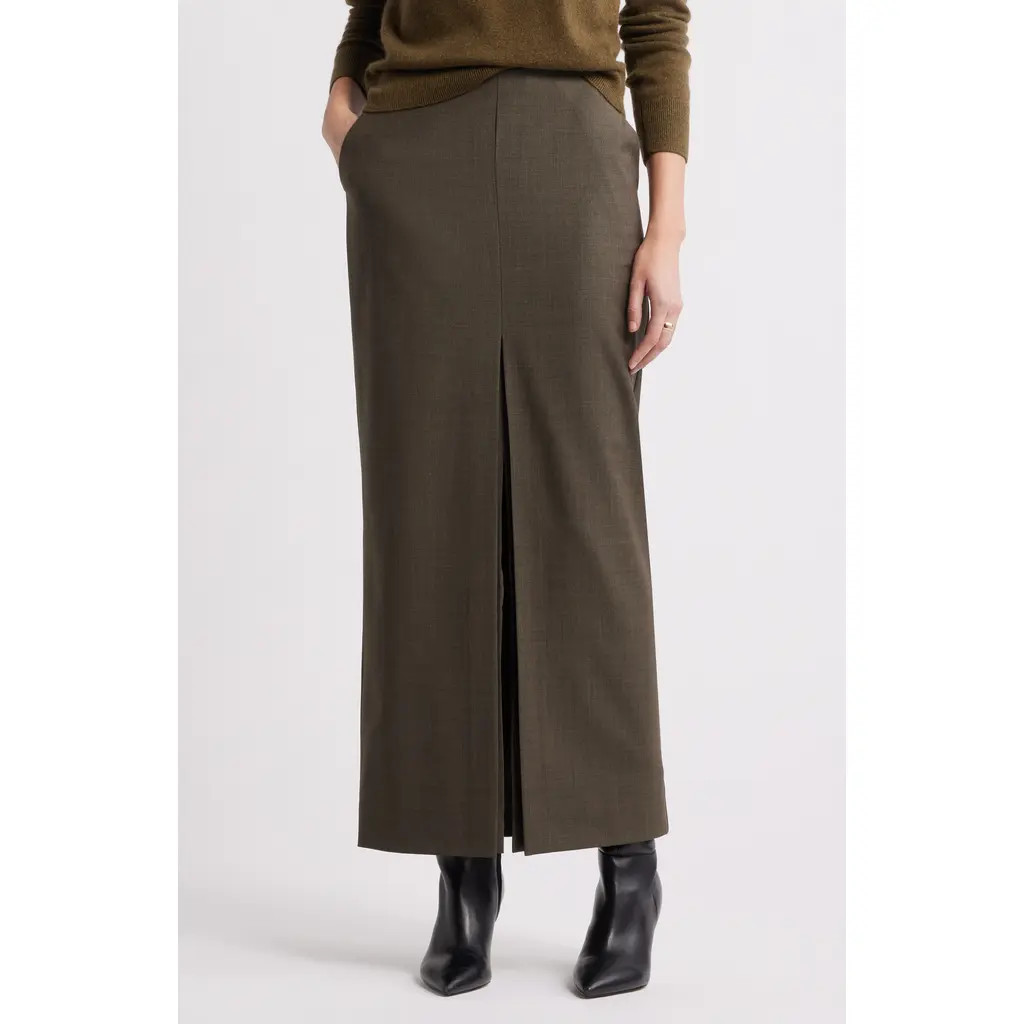 Nordstrom Wool Blend Maxi Pencil Skirt in Brown Heather at Nordstrom Rack, Size X-Small | Nordstrom Rack