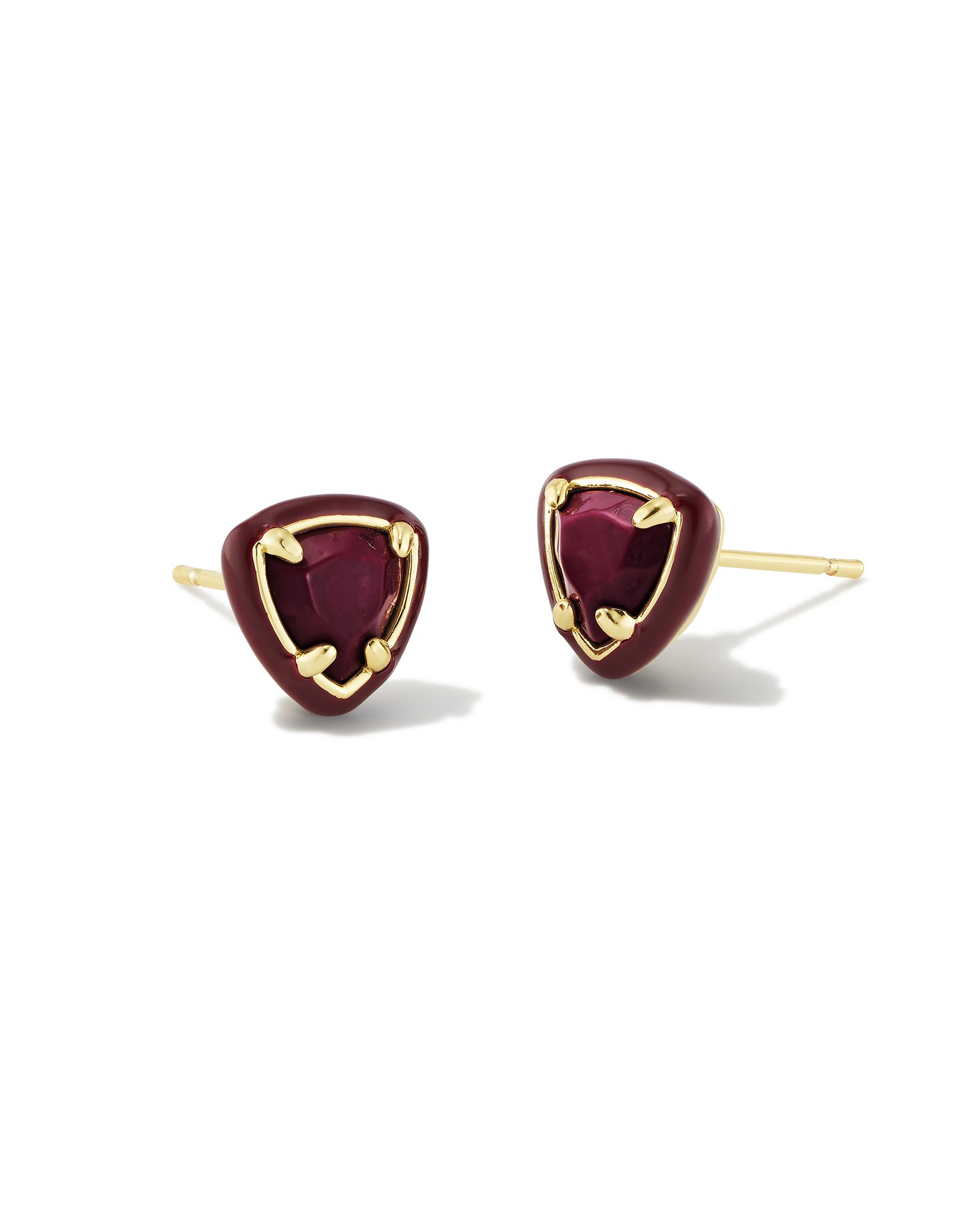 Arden Gold Enamel Framed Stud Earrings in Maroon Magnesite | Kendra Scott