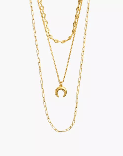 Mixed Chain Chunky Crescent Moon Necklace Set | Madewell