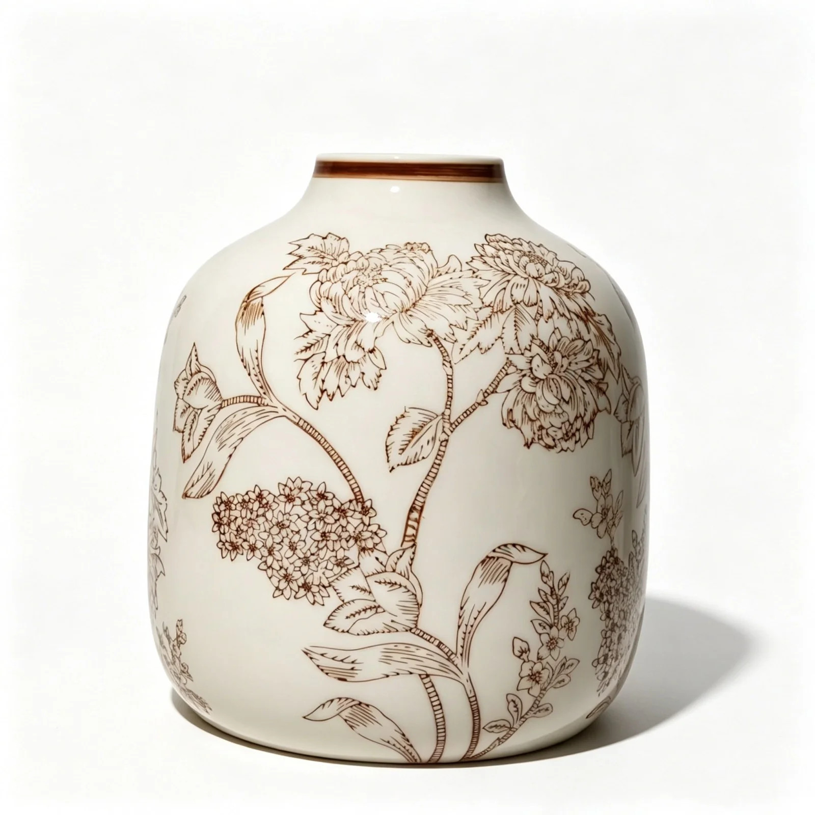 Ceramic Vase With Flower Prints,7×6 Inch Ceramic Vase Cream Style Decor Geometric,Vintage Cerami... | Walmart (US)