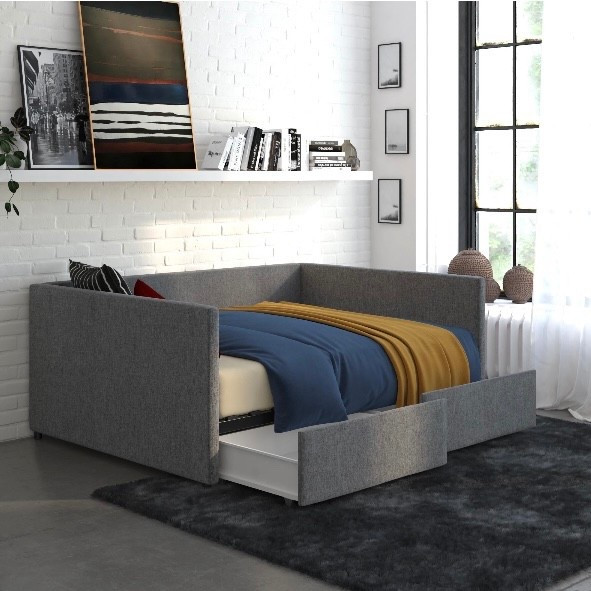 DHP Twin Size Upholstered Urban Daybed, Storage Sofa Bed with Drawers for Kids and Adults, No Box Spring Needed, Gray Linen

#LTKHome #LTKKids