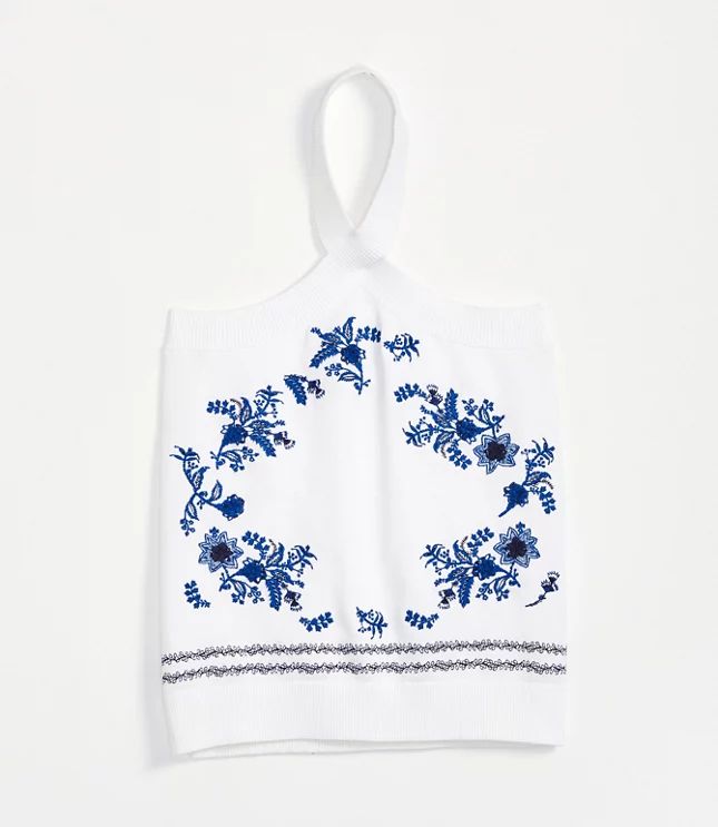 Floral Embroidered Sweater Halter Top | LOFT