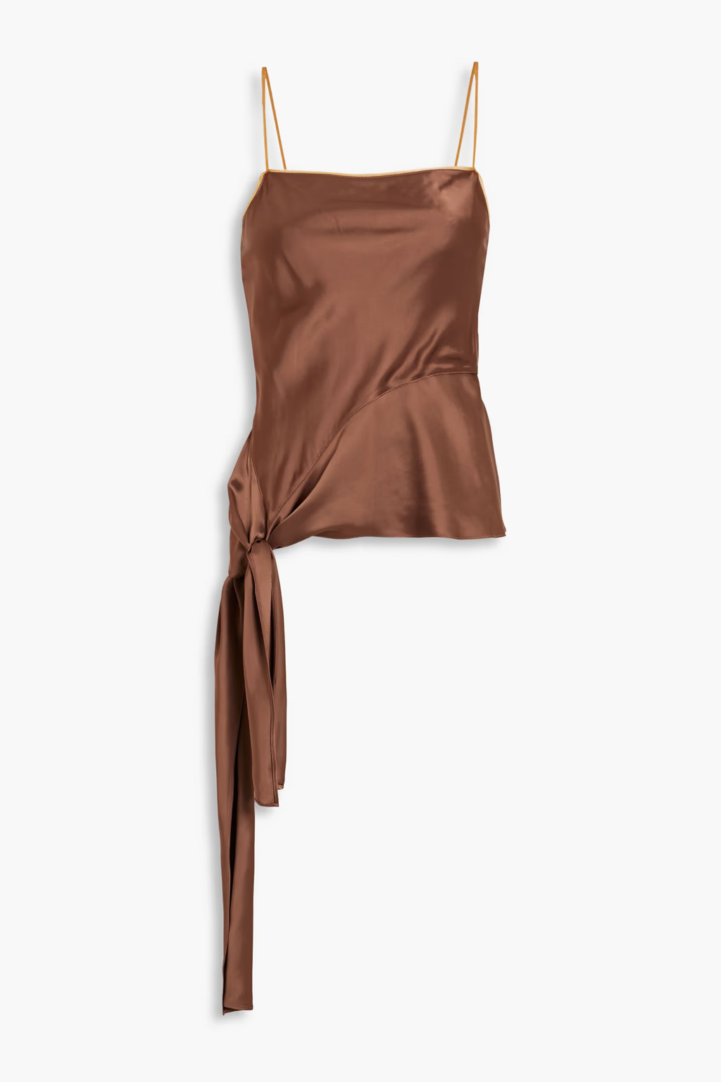 Organza-trimmed asymmetric knotted satin camisole | The Outnet (US and CA)