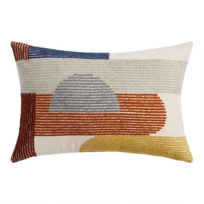 Tufted Modern Geo Print Lumbar Pillow | World Market