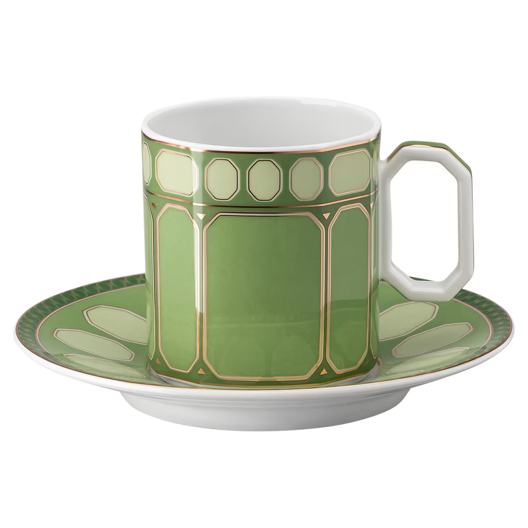 Signum coffee cup with saucer, Porcelain, Green by SWAROVSKI | SWAROVSKI