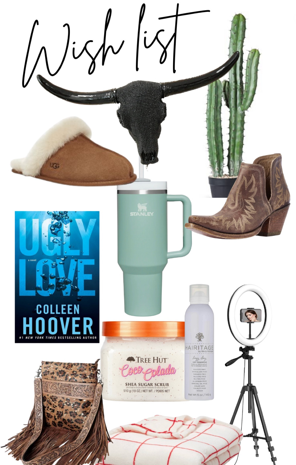 If anyone needs to know what I want for Christmas here it is 🤩 

I have so much fun making these collages for Family + Friends when they ask for gift ideas 🤍

#GiftsForHer #Western #WesternBoho #BookNerd #RingLight #Ugg #Ariat #Cactus #WesternLover #Boho #Christmas #GiftIdea 

#LTKSeasonal #LTKGiftGuide #LTKHoliday