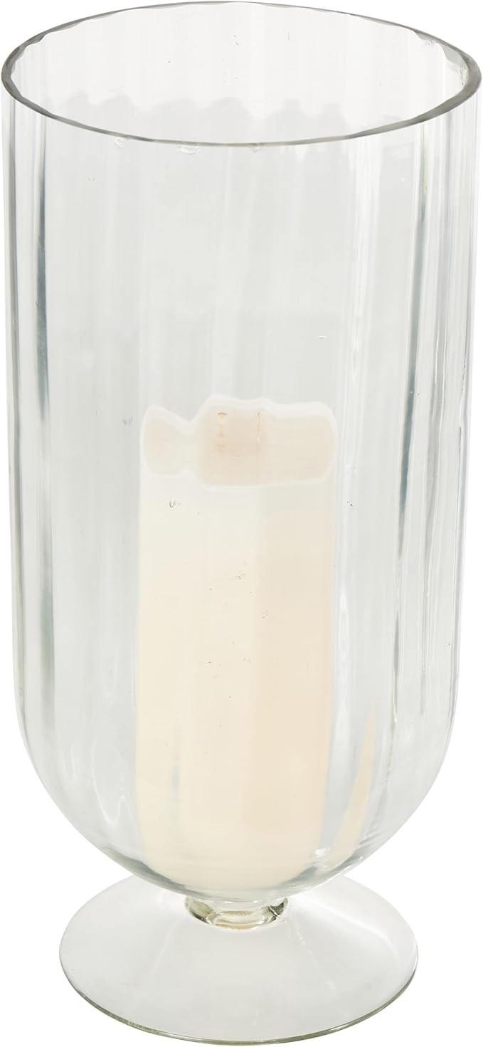 Deco 79 Glass Ribbed Fluted Candle Holder with Elevated Base, 6" x 6" x 13", Clear | Amazon (US)