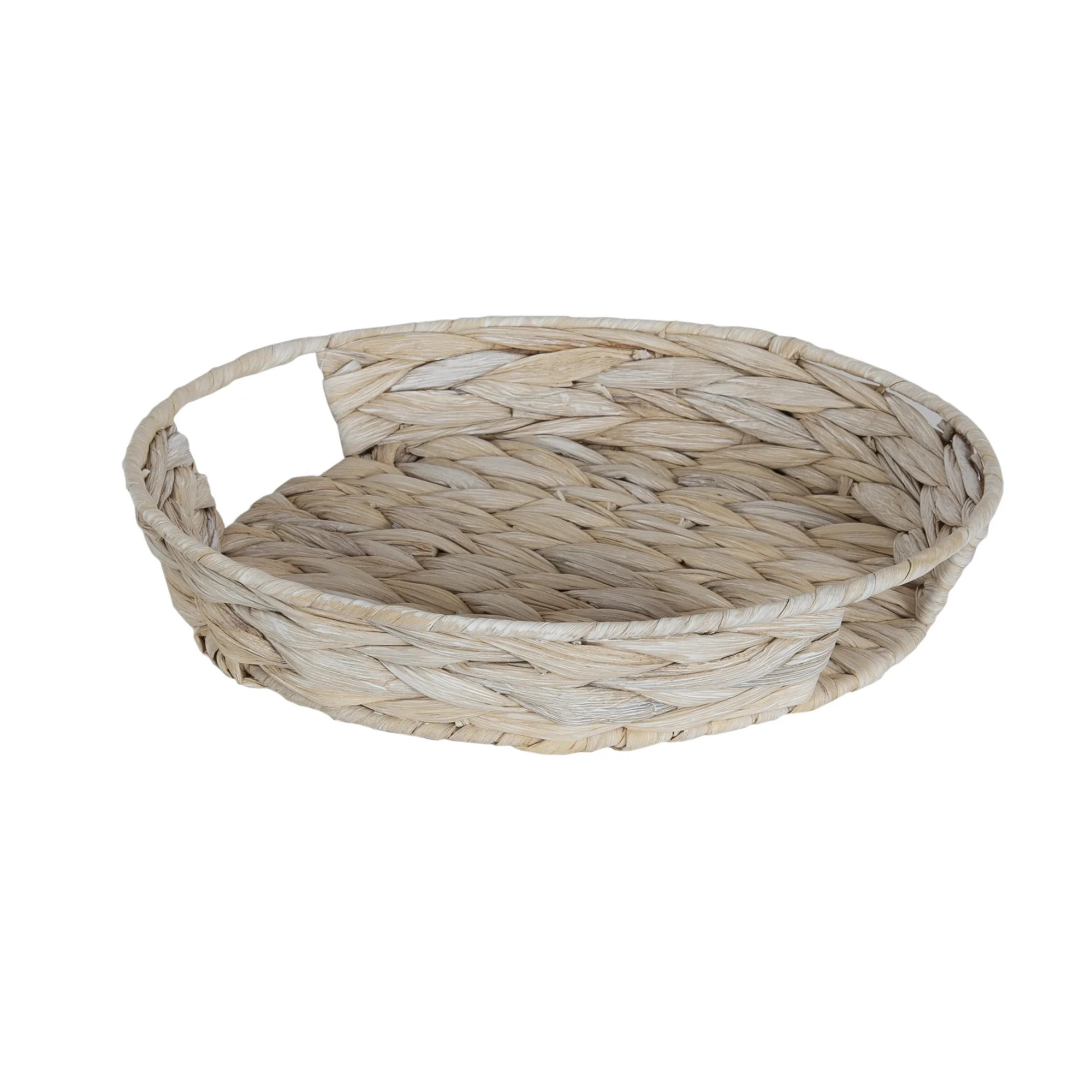 Design Ovation 11.25" Whitewash Round Water Hyacinth Woven Tray - Walmart.com | Walmart (US)