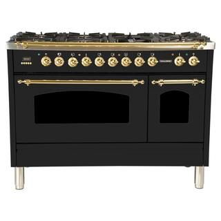 Hallman 48 in. 5.0 cu. ft. Double Oven Dual Fuel Italian Range  True Convection,7 Burners,Griddle... | The Home Depot