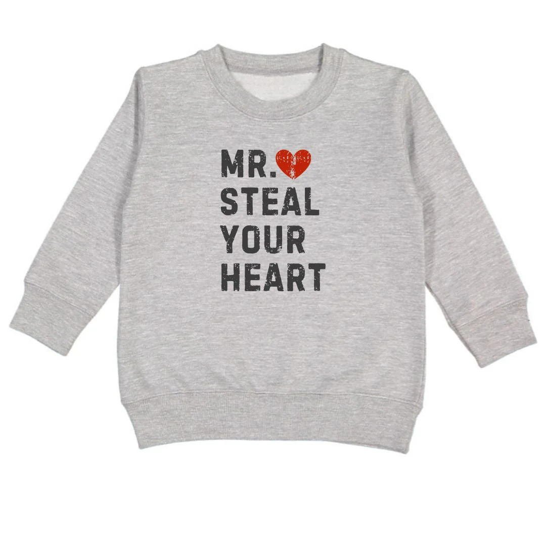 Mr. Steal Your Heart Valentine's Day Sweatshirt - Gray | Sweet Wink