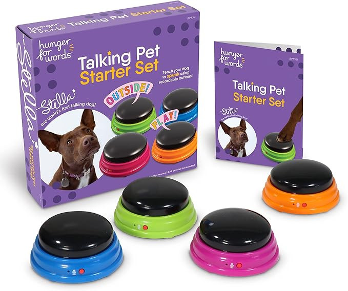 Hunger for Words Talking Pet Starter Set - 4 Piece Set Recordable Buttons for Dogs, Talking Dog B... | Amazon (US)